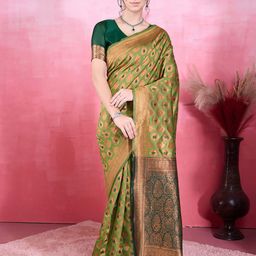 Shreyansh creation Ethnic Motifs Woven Design Zari Pure Silk Banarasi Saree-image-75