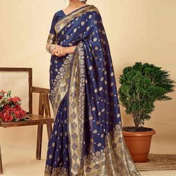SHOP DROP Ethnic Motifs Woven Design Pure Silk Banarasi Saree-image-89