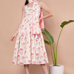 JAPER KURTI Floral Print Fit & Flare Dress-image-45