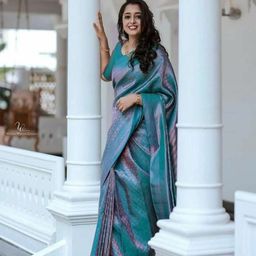 SANJANA SILK Ethnic Motifs Zari Silk Blend Kanjeevaram Saree-image-78