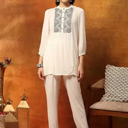 Nayam By Lakshita Women Ethnic Motifs Embroidered Regular Thread Work Kurti With Trouser-picture-1