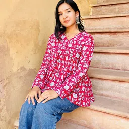 PINGAKSH Women Floral Print Peplum Top-image-85