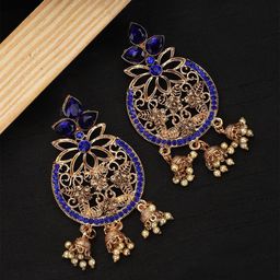 ANIKAS CREATION Gold-Plated Artificial Stones and Beads Chandbalis Earrings-34