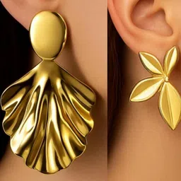 ISHTAARA Gold-Plated Artificial Stones and Beads Stainless Steel Earrings-picture-6