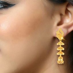 DIVASTRI Gold-Plated Artificial Beaded Contemporary Drop Earrings-17
