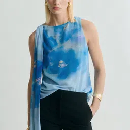 MANGO Floral Print Tie Top-image-72