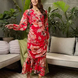 SASSAFRAS Floral Print Georgette Maxi Dress-image-52