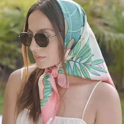 Hair Drama Co. Women Tropical Floral Print Silk Satin Bandana Head Wrap Scarf-picture-40