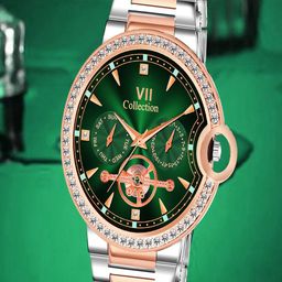 Hala Men Dial & Bracelet Style Straps Analogue Watch 3001-Green-Rose-22