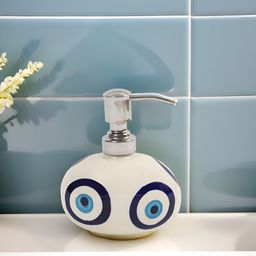 CLIO'S HERITAGE STORE White & Blue Textured Ceramic Soap Dispenser-picture-10