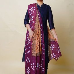 Unnati Silks Ethnic Motifs Dyed Cotton Silk Bandhani Dupatta-picture-57