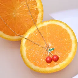 ToniQ Gold-Plated Cherry Charm Minimal Necklace-picture-0