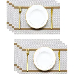 YELONA Beige 8 Pieces Patterned Rectangular Table Placemats image 4