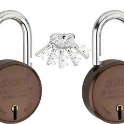 Rainbow Round 65mm 2 locks 5 Same Keys Padlock for door Coffee Finish Padlock-image-0
