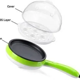 ripichi Egg Boiler with pan Multi Functional Electronic 2 in 1 Single Layer Egg Boiler Steamer Cooker with Handle and Capacity of 7 Eggs | Egg Boiling Non-Stick Steamer and Egg Frying Pan Machine in Multicolor Egg Cooker image 2