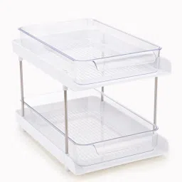 2Tier Bathroom Under Sink kitchen office vegetable fruit book storage organizer Plastic Kitchen Trolley-21