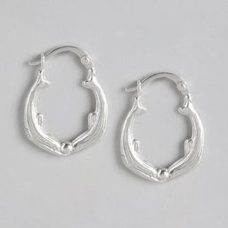 VANBELLE 925 Sterling Silver Rhodium-Plated Contemporary Hoop Earrings-0