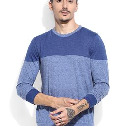 Campus Sutra Men Blue Colourblock Round Neck T-shirt-image-22