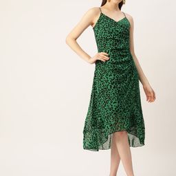 Antheaa Animal Printed Chiffon Midi Dress-image-96