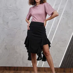 Athena Asymmetrical Above Knee Skirt-image-52