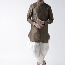 DEYANN Men Brown & Off-White Solid Kurta with Patiala-image-54
