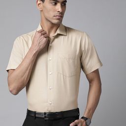 Shaftesbury London Men Beige Smart Slim Fit Semiformal Shirt-image-32
