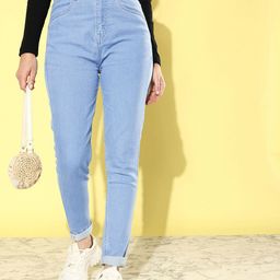 The Roadster Life Co. Women Light Blue High-Rise 90's Hollaback Cutout Course Jeans-image-10