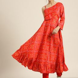 Sangria Red Bandhani Printed Pure Cotton Kurta-image-6