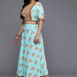 A PLUS BY AHALYAA Plus Size Printed Zari Ready to Wear Lehenga & Blouse With Dupatta image 4