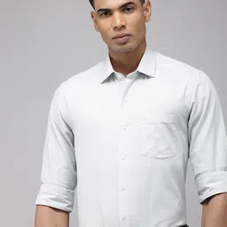 Arrow Men Self Design Manhattan Slim Fit Opaque Pure Cotton Formal Shirt-picture-24