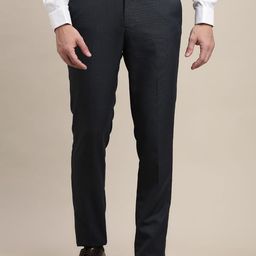 Turtle Men Textured Tailored Slim Fit Trousers-image-5
