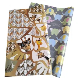 eVincE - thoughtful PRESENTations ELEP01GIRA01_5X2  Giraffe Elephant Wrapping Paper 2 Design 5 Sheets For Kids Birthday Diwali Christmas & All Occasion Assorted Envelopes along 70 x 50 cms Gift Wrapping Paper (Pack of 10 Piece)-image-65