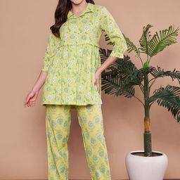 ETC Women Floral Printed Pure Cotton Night Suit-image-41