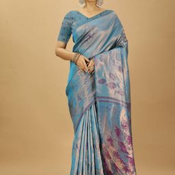 HERE&NOW Woven Design Silk Blend Banarasi Saree-picture-34