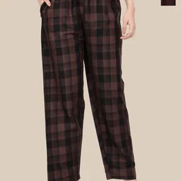 Esplendido Women Pack Of 2 Checked Cotton Mid-Rise Straight Lounge Pants-picture-3