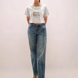Zink London Women Typography Printed T-shirt-image-80