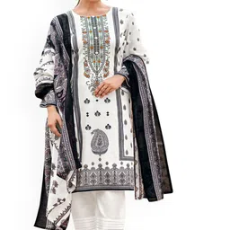 DRAVINAM Trends Floral Embroidered Pure Cotton Unstitched Dress Material-image-86