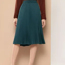INVICTUS Accordion Pleated Crepe Flared Skirt-image-81