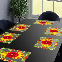 LooMantha Transparent & Yellow 6 Pieces Printed Table Placemats-14