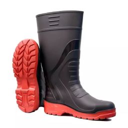Metro Maclon Safety Gumboot Without Steel Toe Soft PVC Rubber With Fabric Lining Black and Red UK 10, SG-009 (Pack of 20 Pair)-image-7
