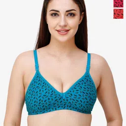 Docare Women Pack Of 3 Floral Full Coverage T-shirt Cotton Bra-picture-11