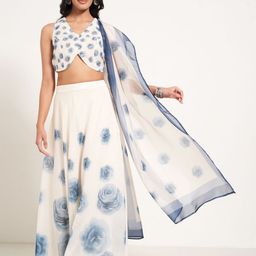 RANGMANCH BY PANTALOONS Floral Printed V-Neck Lehenga With Choli & Dupatta-41