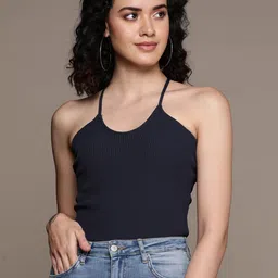 Label Ritu Kumar Solid Halterneck Body Suit-image-81
