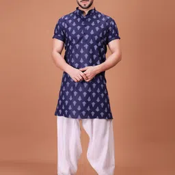SHIWAM ETHNIX Floral Printed Band Collar Cotton Straight Kurta-image-51