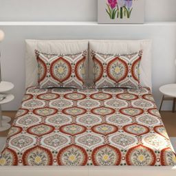 Florida Unisex Floral Printed 160 TC Bedsheet With 2 Pillow Covers-28