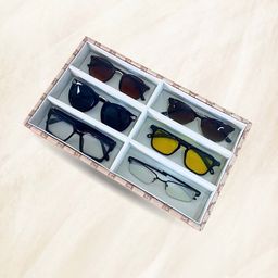 La Trove 6 Slot Chamapagne Leather Designer Sunglass Organizer Tray-image-54