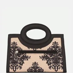 ZOUK Mughal Ethnic Motifs Printed Jute Structured Sling Bag image 3