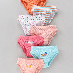 Babyhug 100% Cotton Panties Floral Print Pack of 7 - Multicolour-image-54