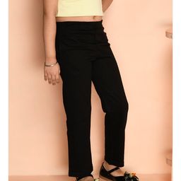 Kids Cave 100% Cotton Biowashed Solid Track Pant-Black-image-76