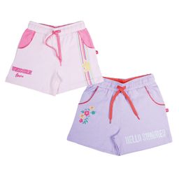 3PIN Pack Of 2 Unicorn & Floral Printed Shorts - Lavender & Yellow-image-79